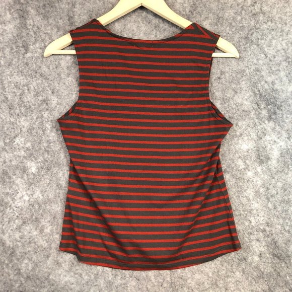 Articles of Society Tank Top S Red Gray Striped Square Neck Ribbed Knit Casual - Picture 11 of 12